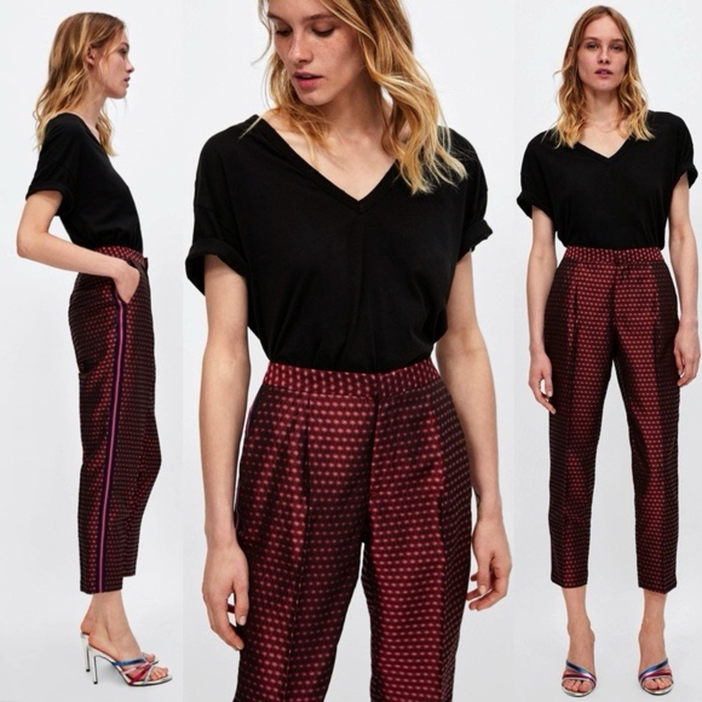 Zara Floral Red and Blue Pants